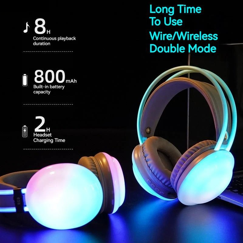 Gaming Headset Rgb - Cuffie Bluetooth wireless per giocatori Cuffie