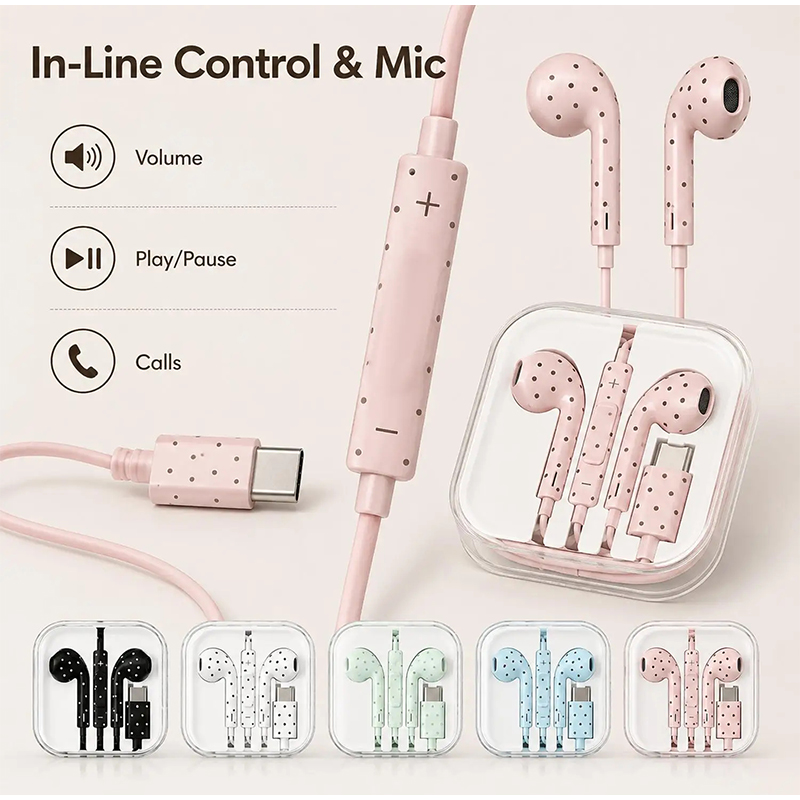 Auricolari Type C con Motivo a - Wired Earphone Mic recensione e prezzo